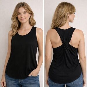 GAP True Black Knit Tank Top Criss Cross Racerback | Size L